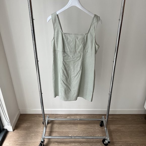 Lulu's Sage Green Gingham Square Neck Mini Dress - Picture 4 of 5